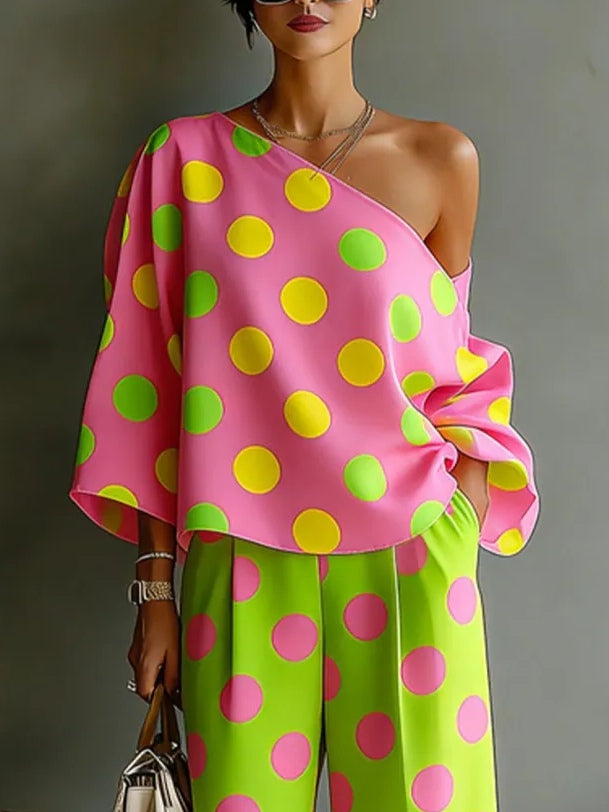 Camila | Off-Shoulder Top &amp; Wide-Leg Satin Set