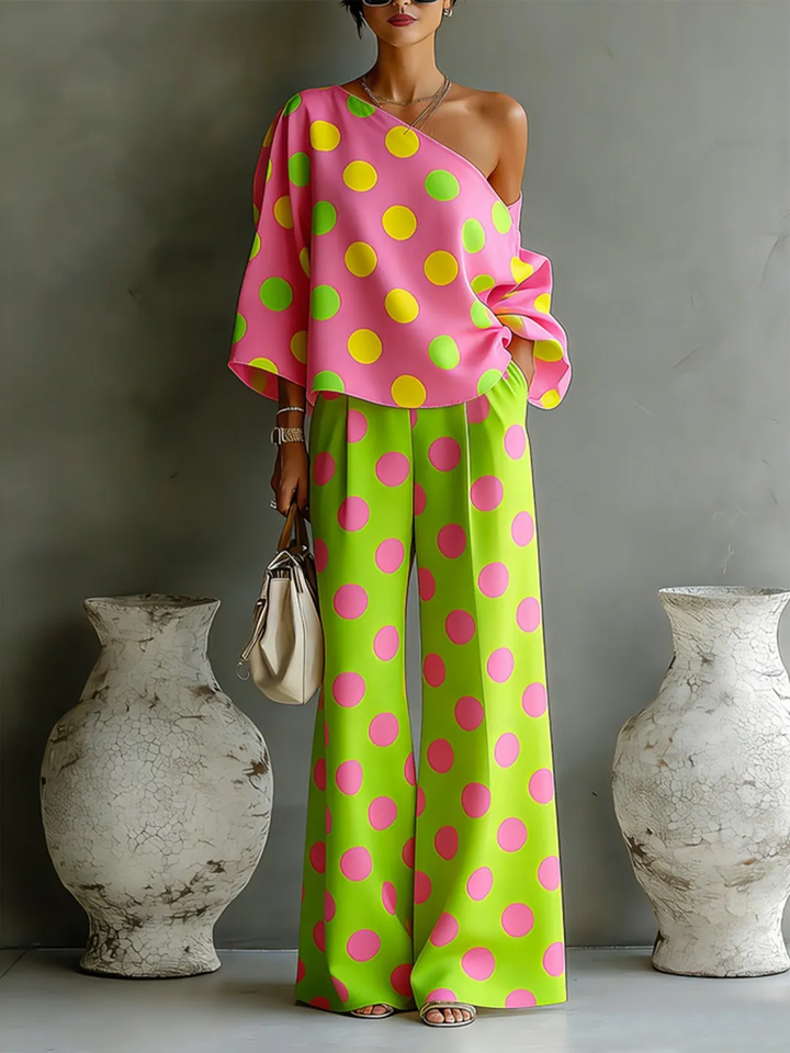 Camila | Off-Shoulder Top &amp; Wide-Leg Satin Set