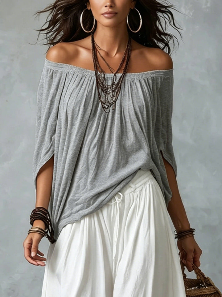 Maya | Off-Shoulder Top &amp; Lantern Pants Set, Rayon Blend