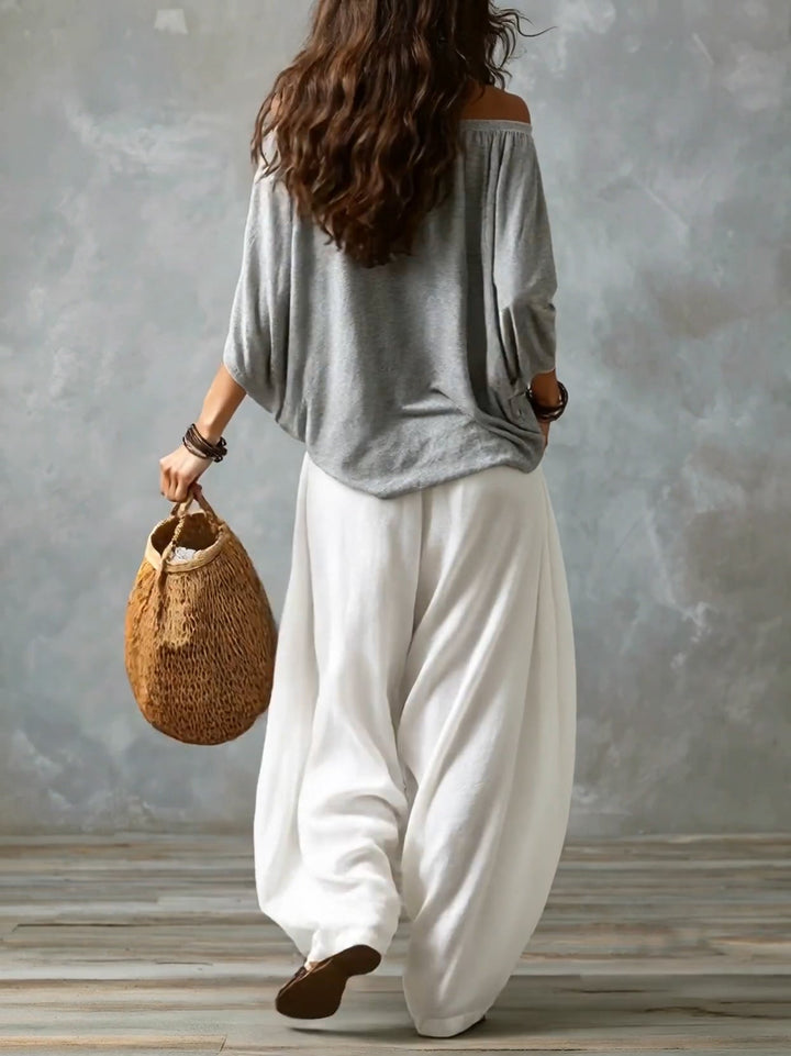 Maya | Off-Shoulder Top &amp; Lantern Pants Set, Rayon Blend