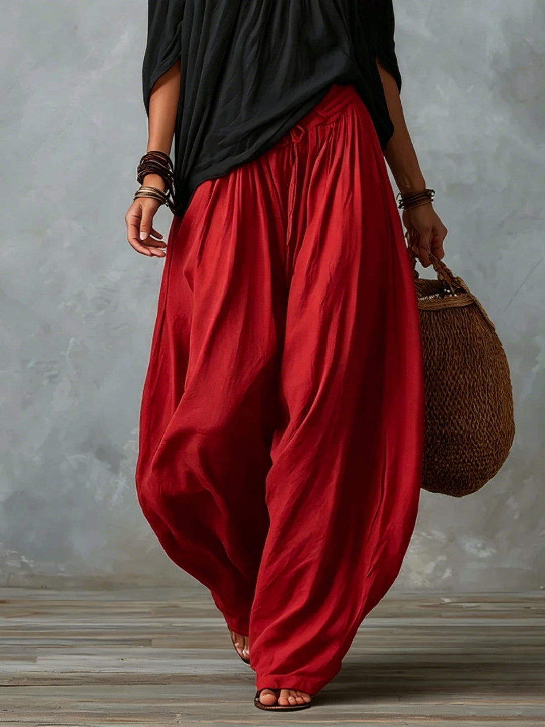 Marisol | Off-Shoulder Crop Top &amp; Lantern Pants Set - Rayon Blend