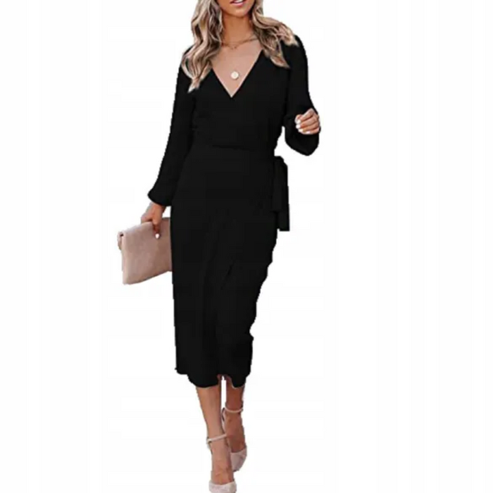 Ysabel | Elegant Women’s 2026 Graduation Wrap Slinky Midi Dress