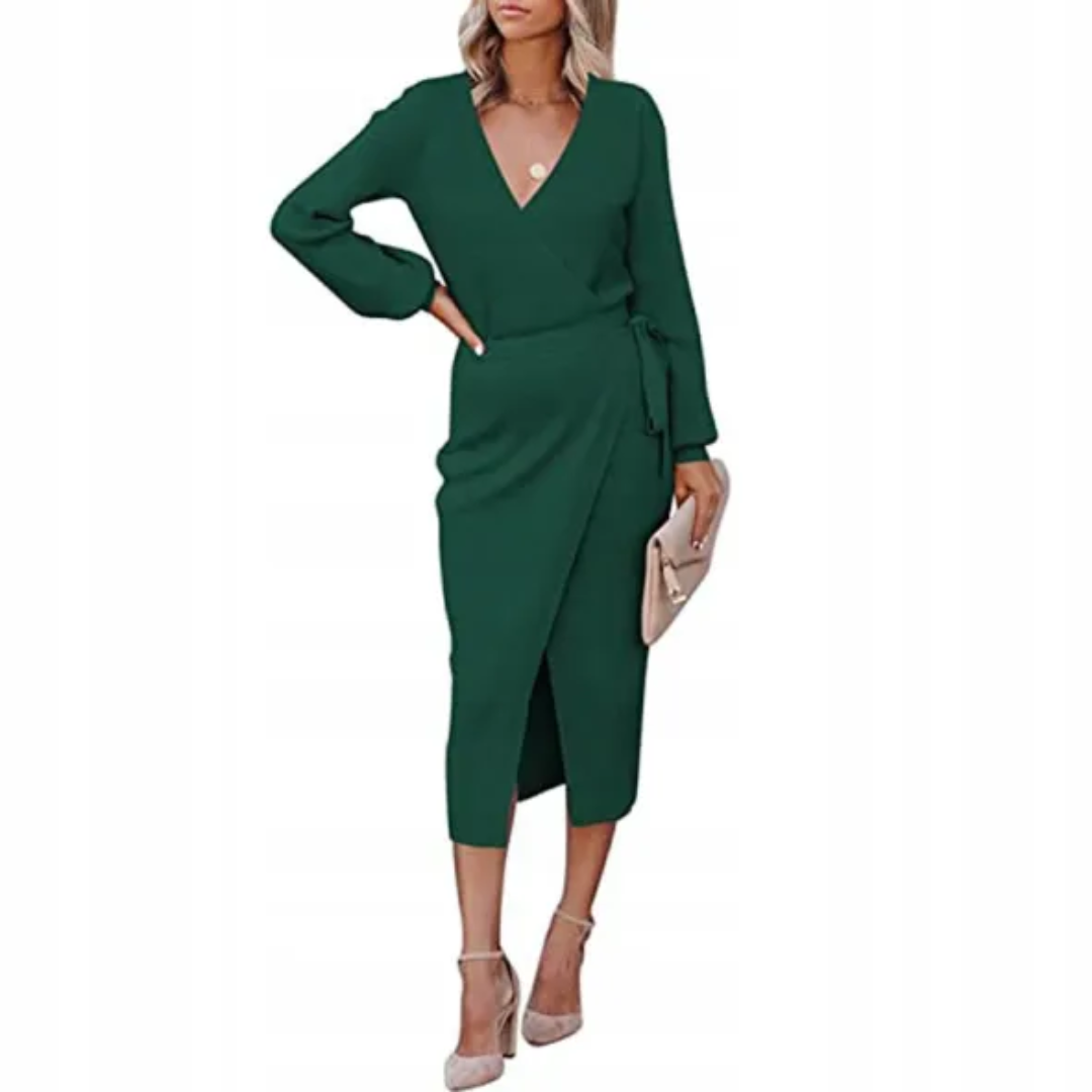 Ysabel | Elegant Women’s 2026 Graduation Wrap Slinky Midi Dress