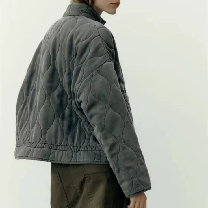 Jacket Women - Quilted Jacket with High Collar and Patch Pockets