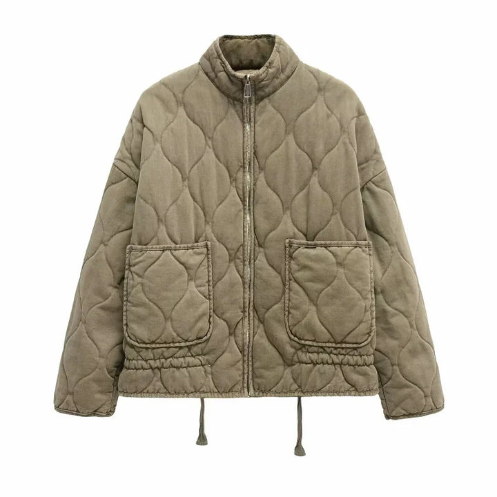 Jacket Women - Quilted Jacket with High Collar and Patch Pockets