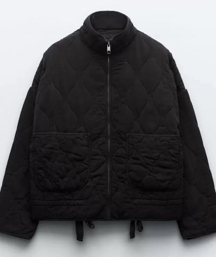 Jacket Women - Quilted Jacket with High Collar and Patch Pockets