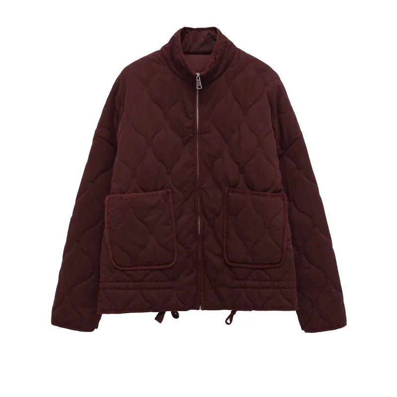 Jacket Women - Quilted Jacket with High Collar and Patch Pockets