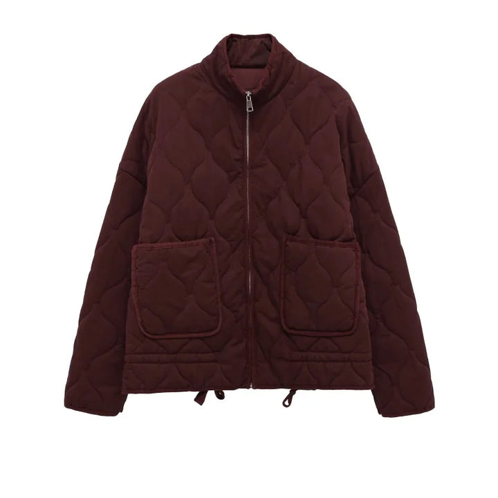 Jacket Women - Quilted Jacket with High Collar and Patch Pockets