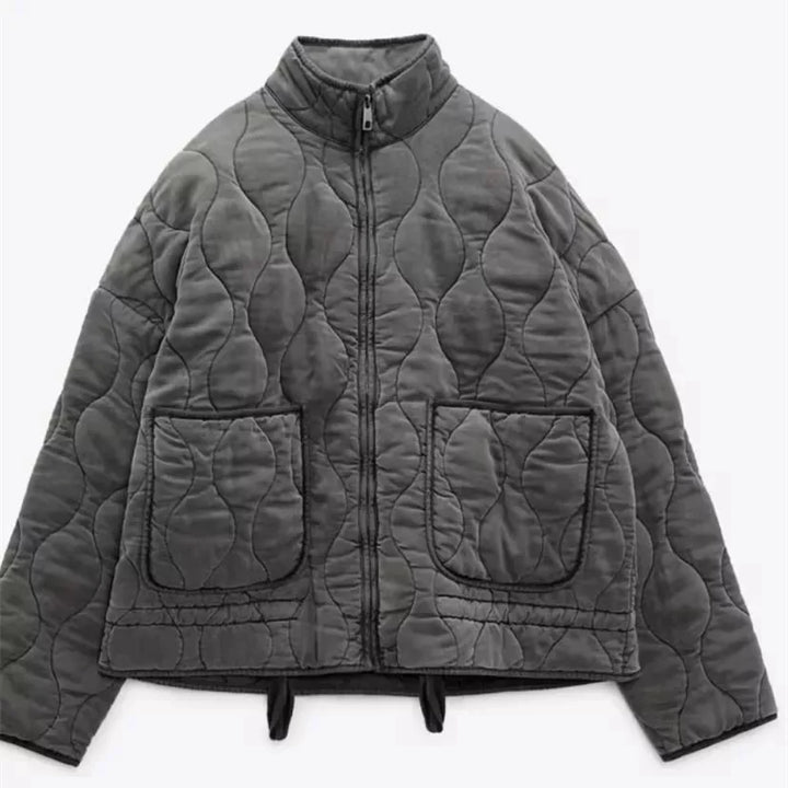 Jacket Women - Quilted Jacket with High Collar and Patch Pockets