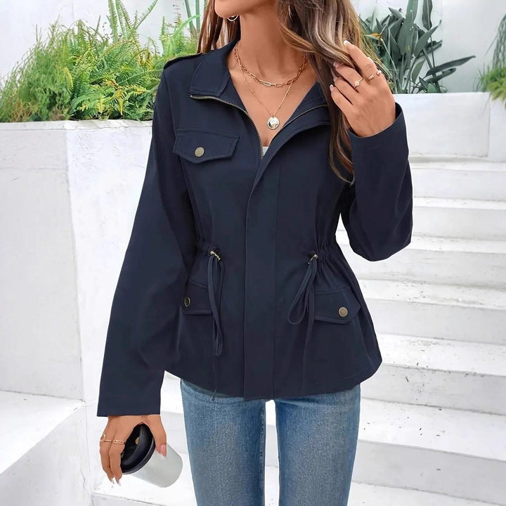 Raincoat Women - Zip-Up Raincoat with Drawstring Waist