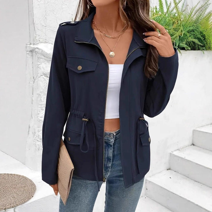 Raincoat Women - Zip-Up Raincoat with Drawstring Waist