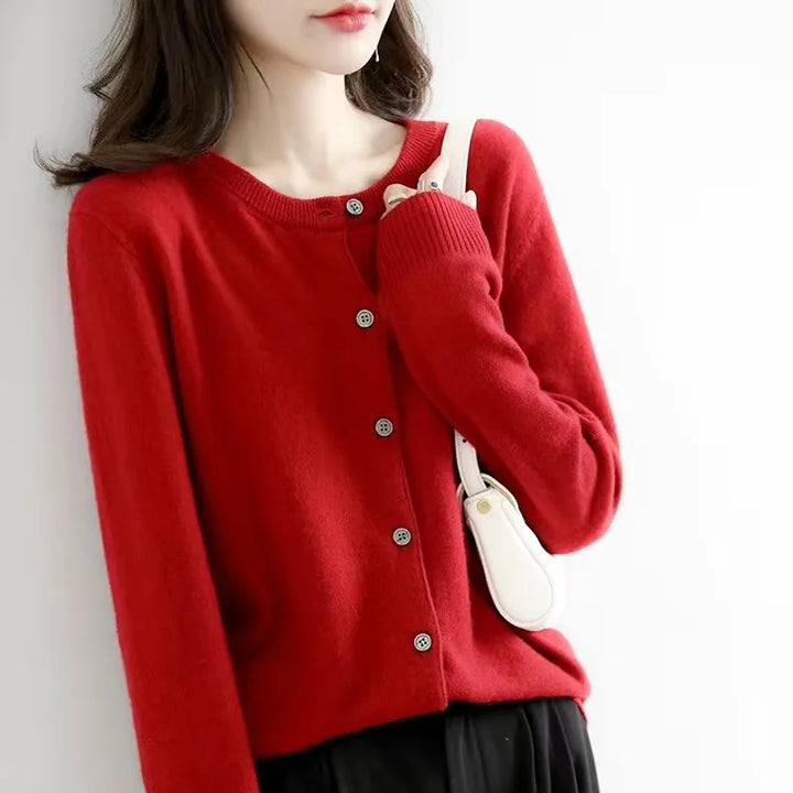 Cardigan Women - Knit Soft O-Neck Cardigan