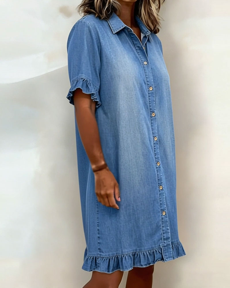 Harper Atelier® | Comfortable Denim Dress with Flattering Ruching