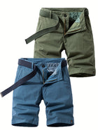 Men's Bermuda Shorts with Belt for Summer and Outdoor Activities