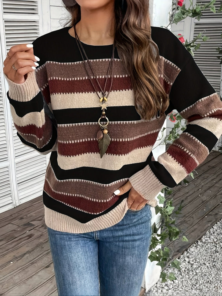 Delphine | Striped Sweater for Women with Round Neck