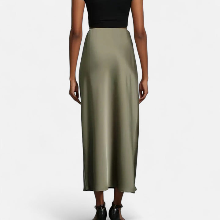 High-Waisted Satin Midi Skirt for Women