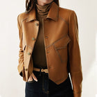 Alix | Vintage Leather Jacket with Lapel Collar for Women