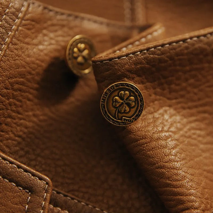 Alix | Vintage Leather Jacket with Lapel Collar for Women