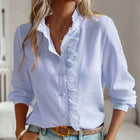 Ann | Women's Ruffle Long Sleeve Button Down Blouse