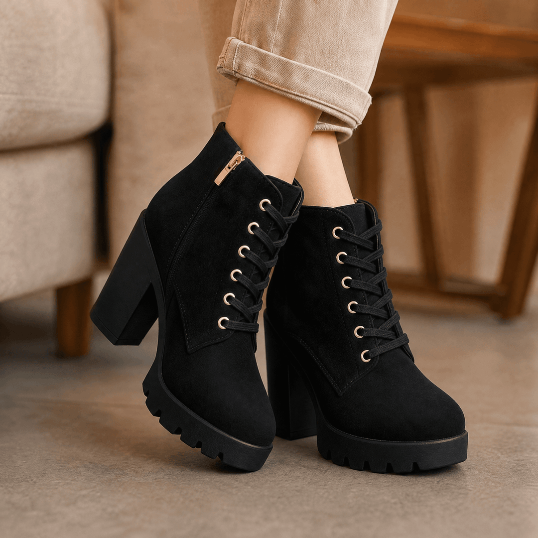Adeline | Chic Fur Lined Chunky Heel Ankle Boots