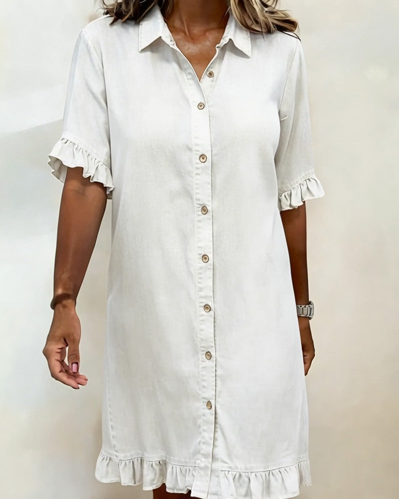 Harper Atelier® | Comfortable Denim Dress with Flattering Ruching