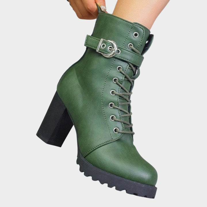 Hazel | Stylish Lace-Up Block-Heel Combat Ankle Boots for Women