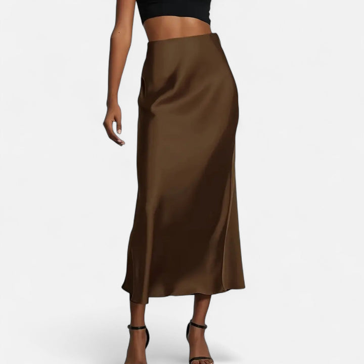High-Waisted Satin Midi Skirt for Women