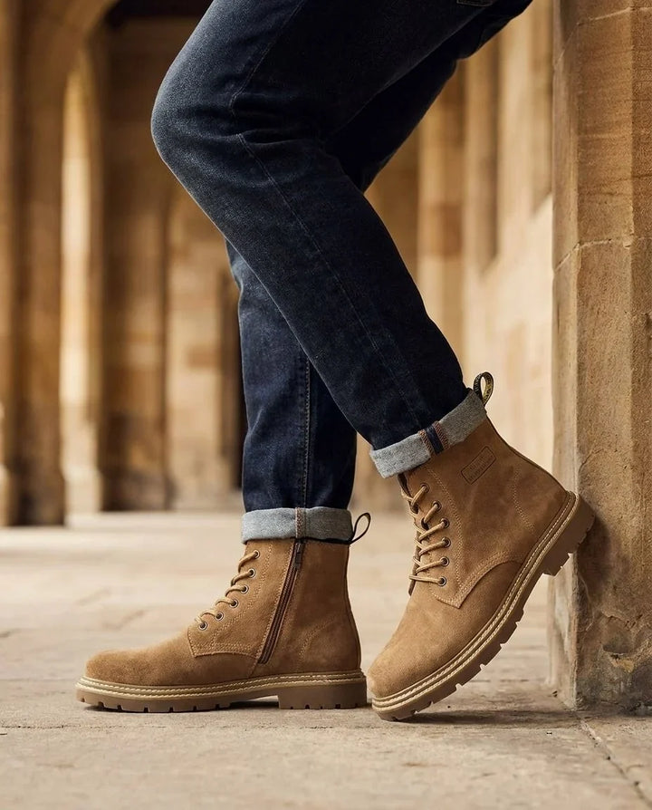 Boots For Men | Lace-Up Ankle Zip Suede Lug Sole