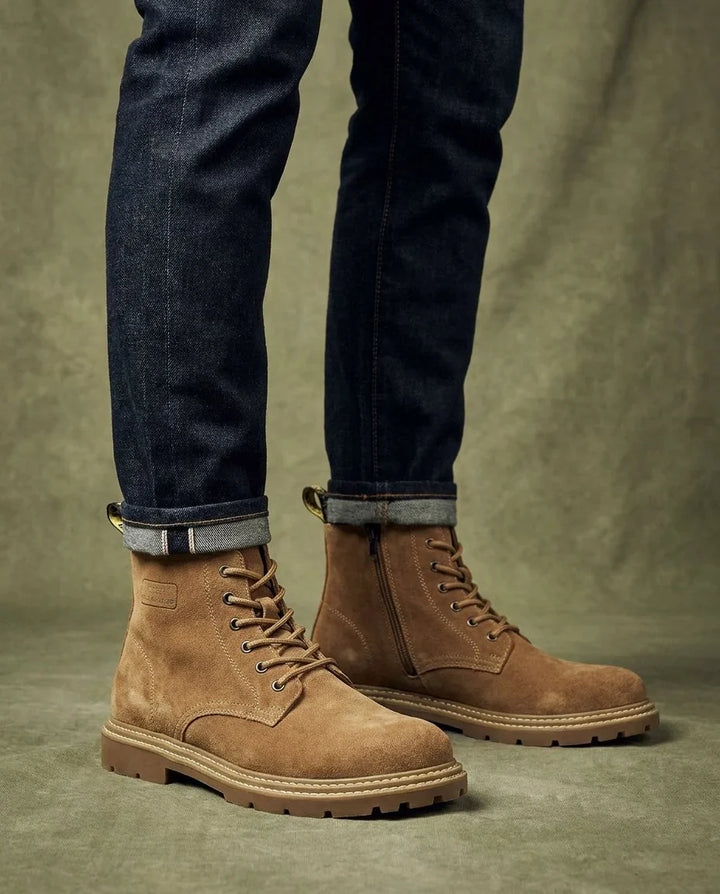 Boots For Men | Lace-Up Ankle Zip Suede Lug Sole