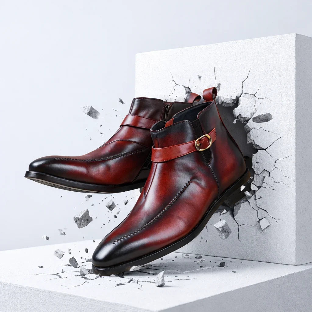Boots For Men | Leather Ankle Strap Buckle