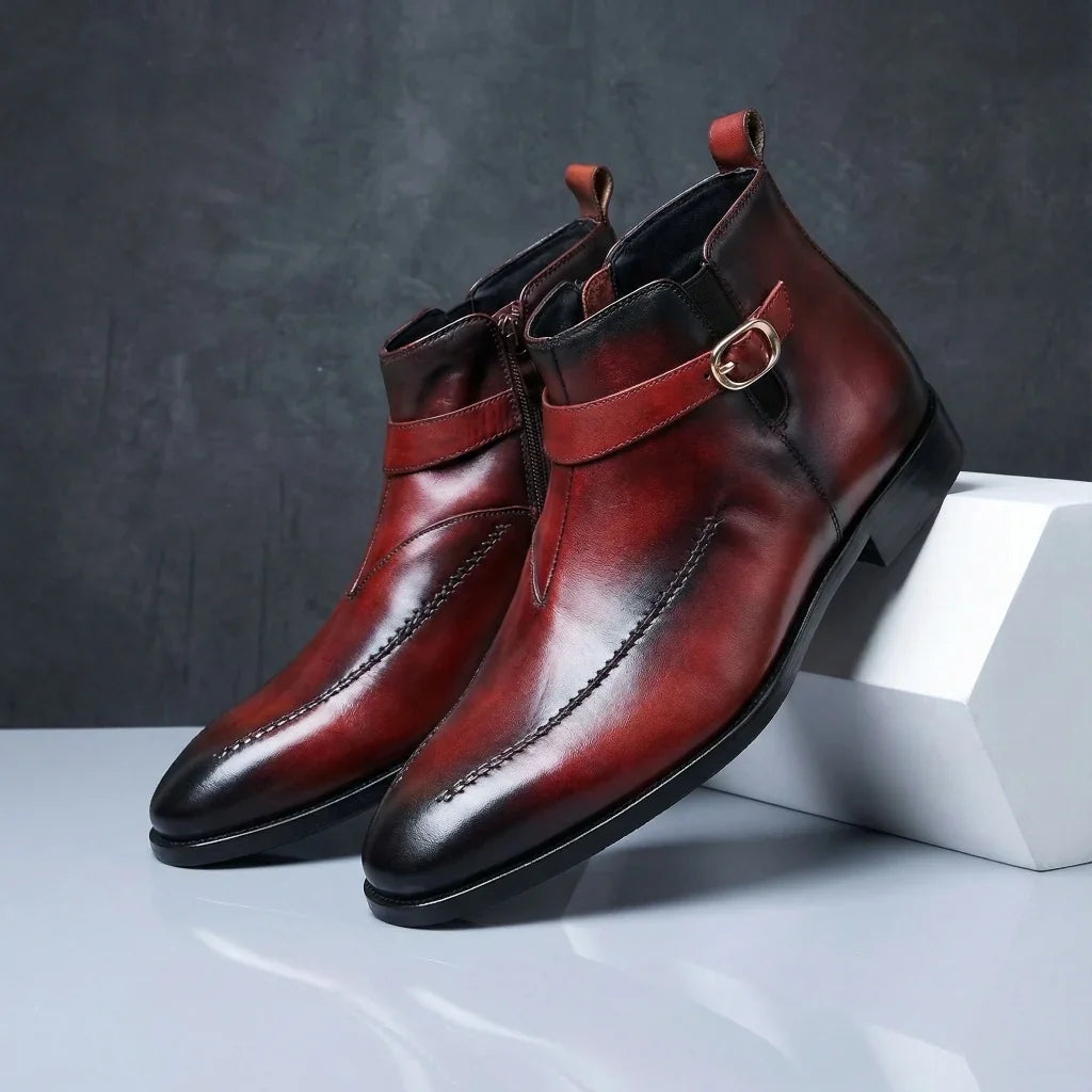Boots For Men | Leather Ankle Strap Buckle