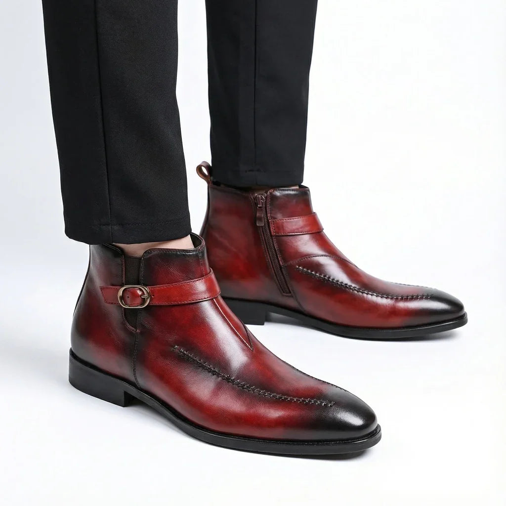 Boots For Men | Leather Ankle Strap Buckle