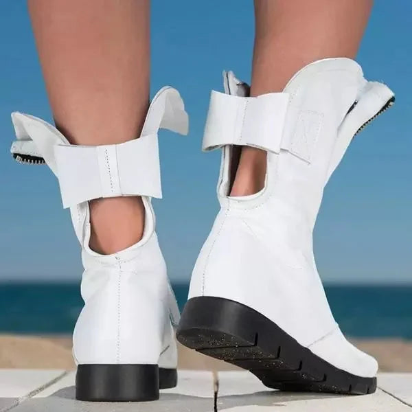 Boots For Women | Open Toe Zipper Ankle Flat