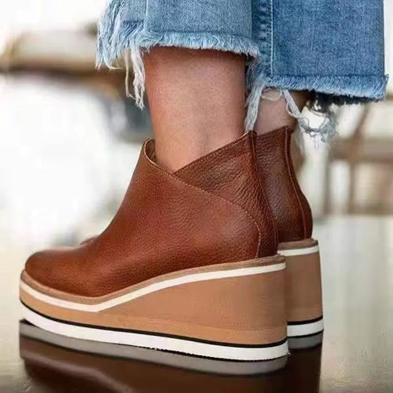 Boots For Women | Wedge Platform Zip Ankle