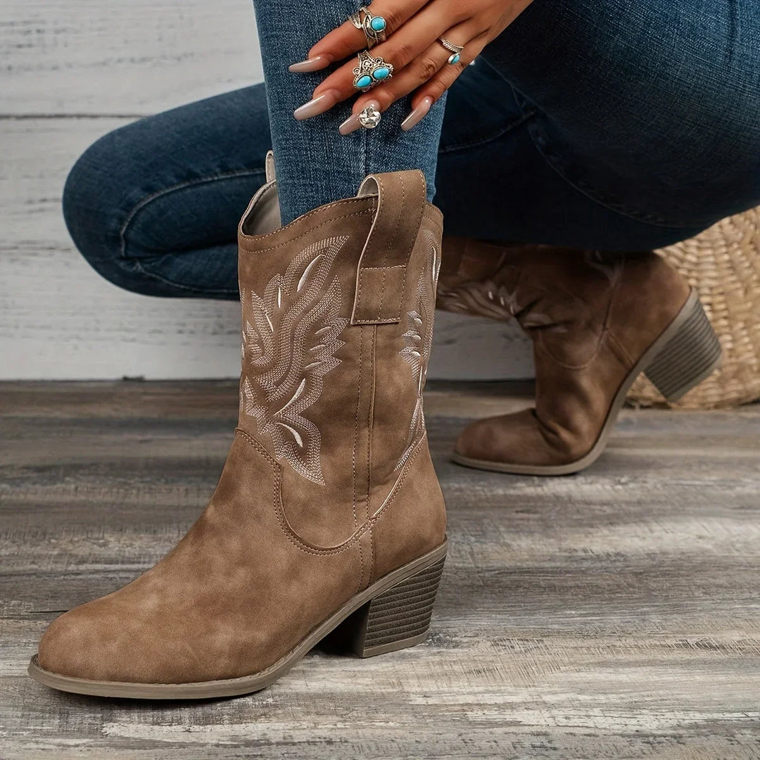 Boots For Women | Western Stacked Heel Pull-On