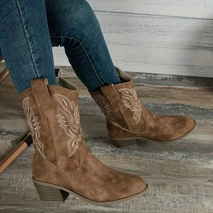Boots For Women | Western Stacked Heel Pull-On