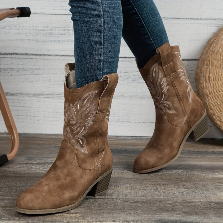 Boots For Women | Western Stacked Heel Pull-On