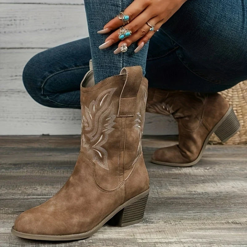 Boots For Women | Western Stacked Heel Pull-On