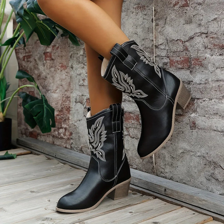 Boots For Women | Western Stacked Heel Pull-On