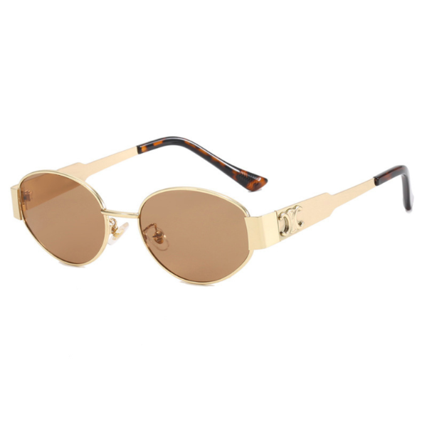 Mary - Retro Oval Metal Frame Sunglasses with Tinted Lenses