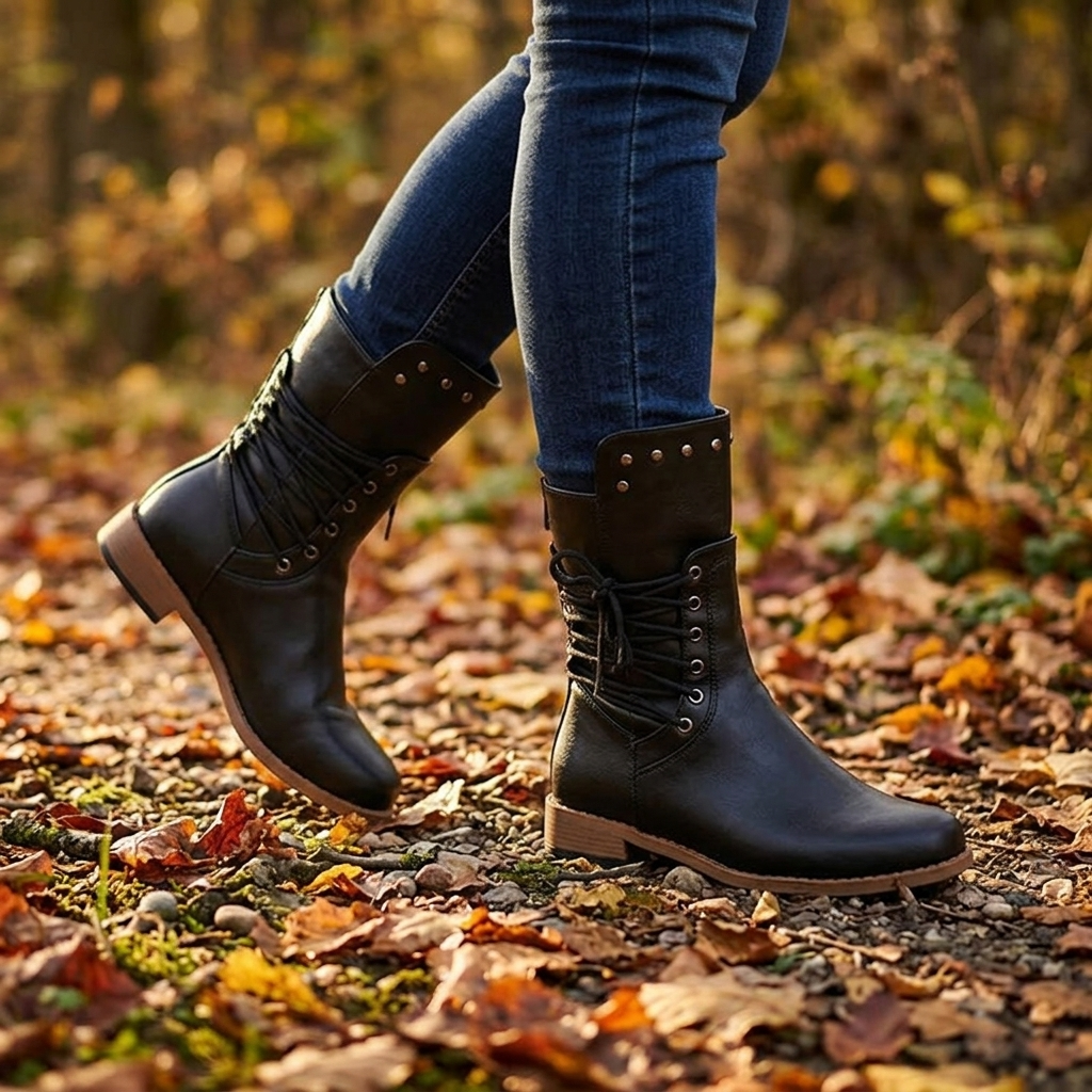 Rosalie | Vintage Inspired Fur Lined Lace Up Ankle Boots