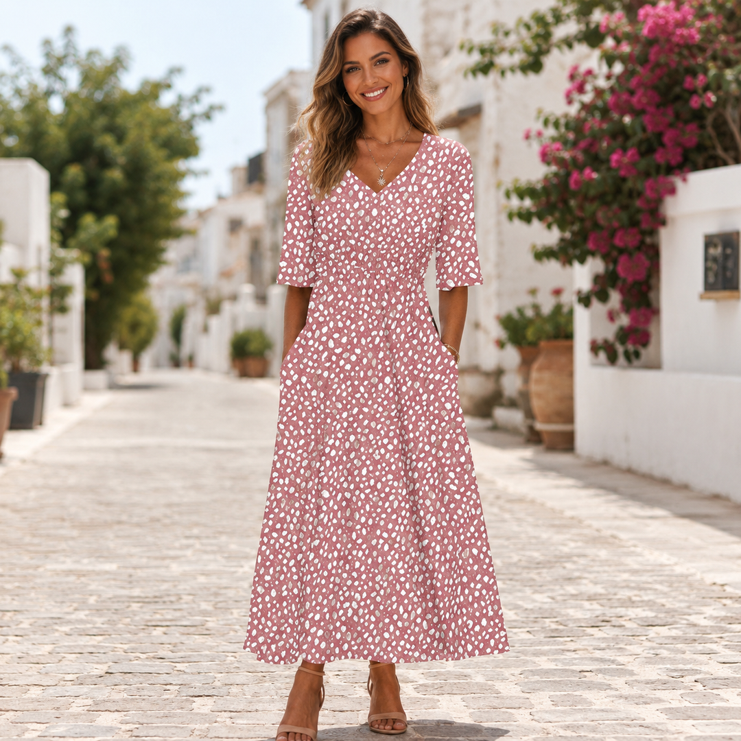 Tess - Elegant Midi Dress with Tummy-Flattering Design