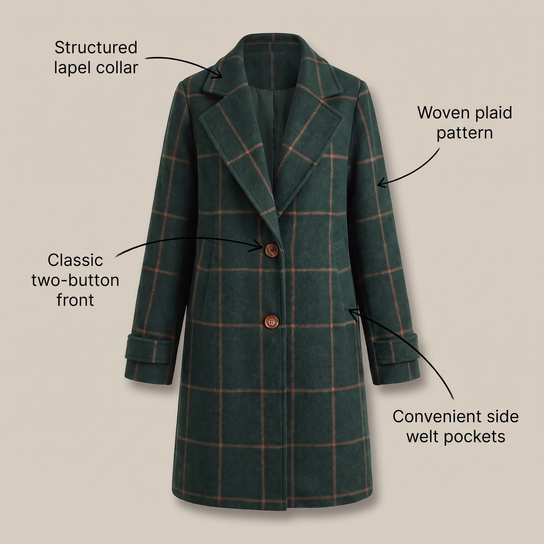 Helena | Classic and Modern Checkered Trench Coat