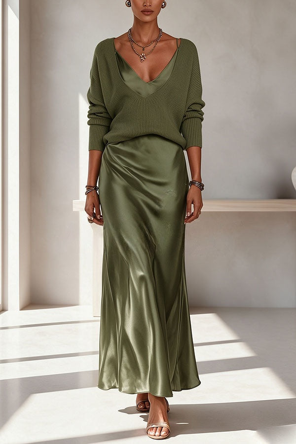 Velma | Sweater with Satin Dress Set