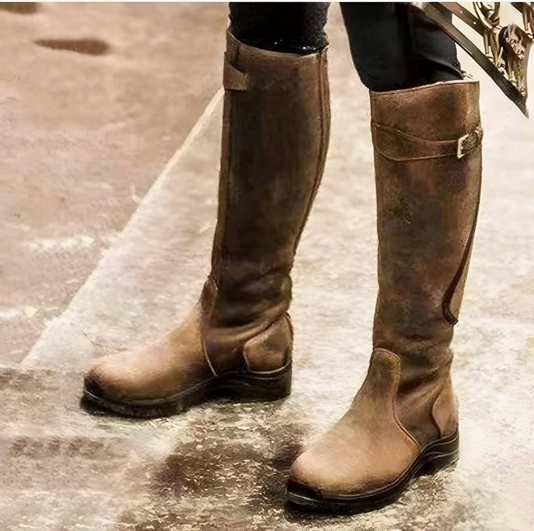 Cataleya | Women’s Leather Knee High Riding Boots with Buckle Strap