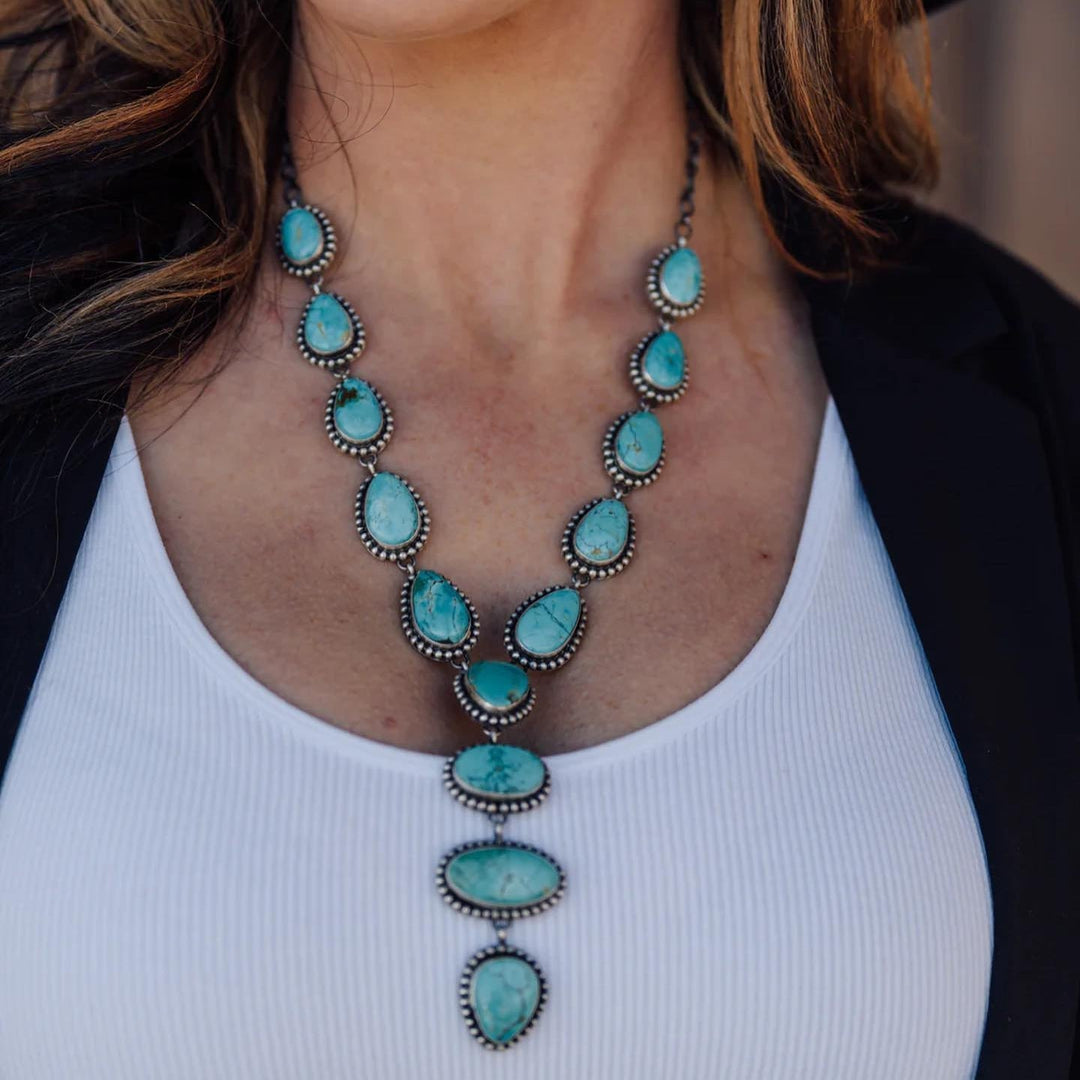 Elegant Vintage Turquoise Statement Necklace &amp; Earrings
