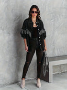 Paisley | Women's Transitional Denim Jacket with Fringes and Studs
