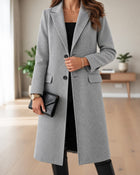 Clementine | Single-Breasted Long Trench Coat with Notched Lapel for Women