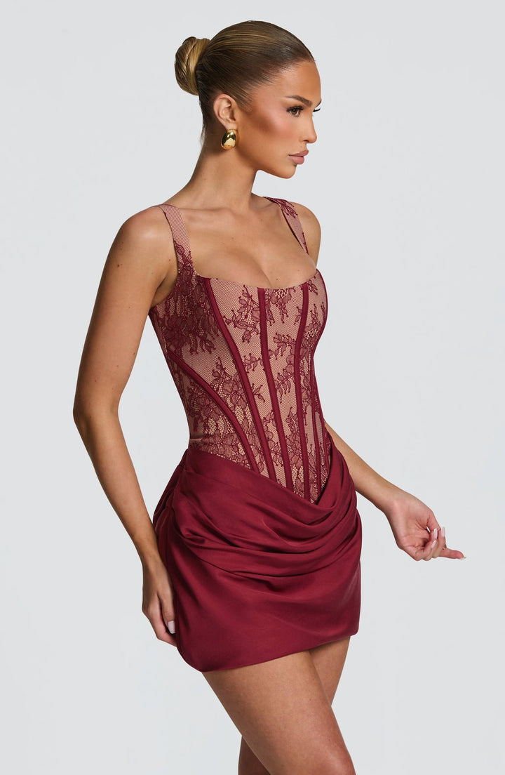 Carmen | Mini dress with structured crepe bodice