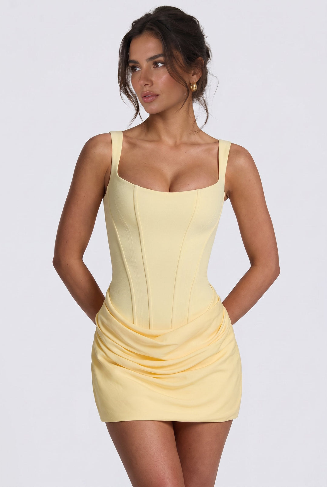 Carmen | Mini dress with structured crepe bodice
